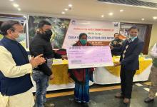 Cheque distribution by Jigar Joshi, JREDA to youth entrepreneur